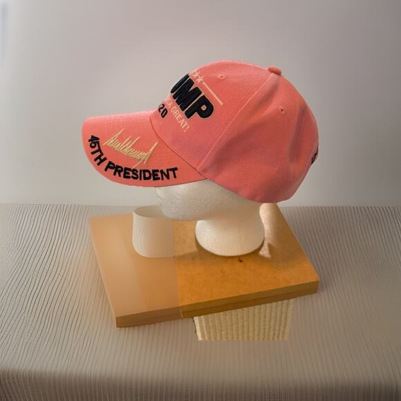 Trump Keep America Great! 2020 45th President Signature Pink Cotton Hat Cap - Picture 2 of 7